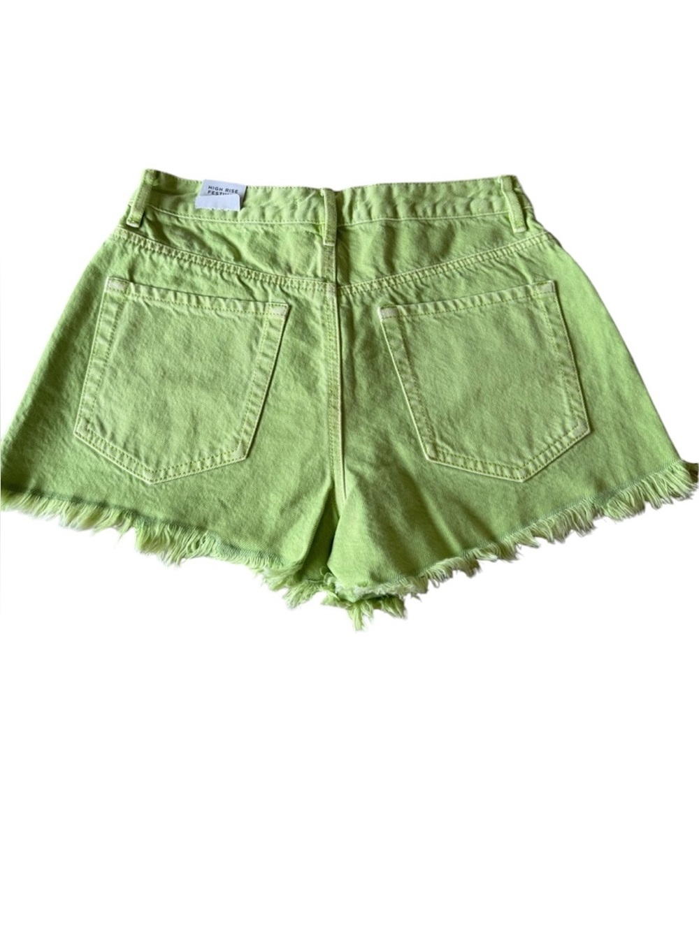 NWT PacSun Lime Green High-Waist Frayed Denim Shorts
